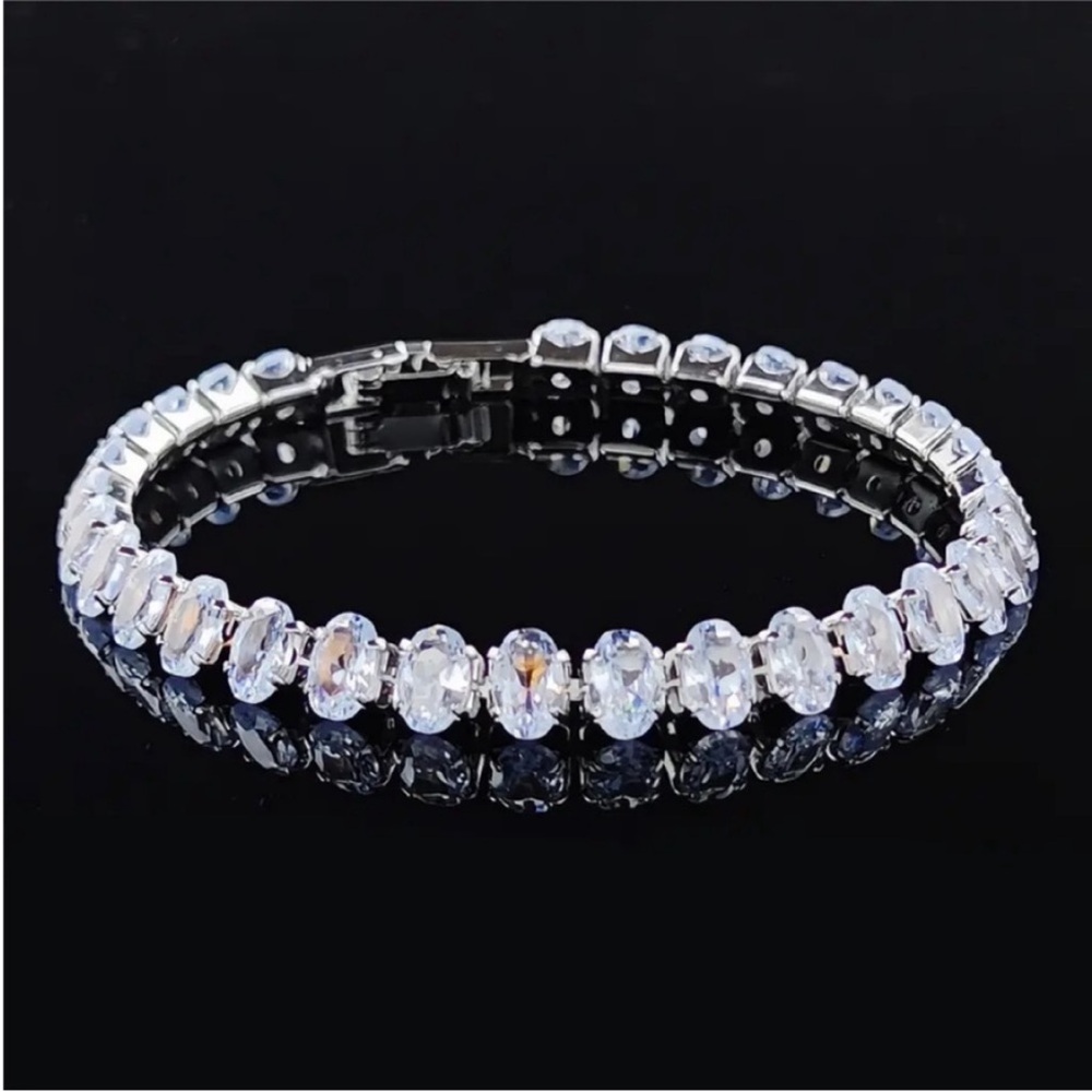Swarovski Elements White Gold Plated Oval Tennis Bracelet NEW